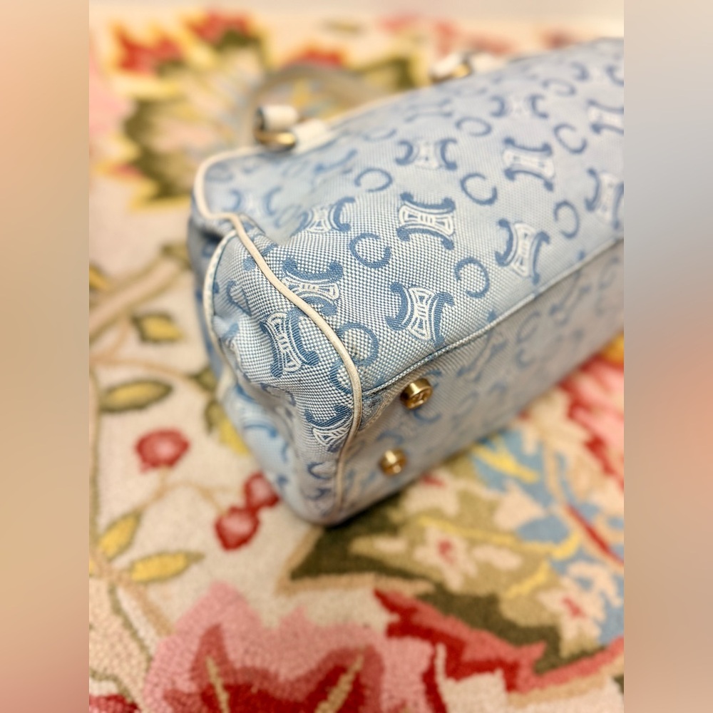 SOLD CELINE Vintage Y2K C Macadam Light Blue & White Cotton Canvas White - Picture 9 of 16